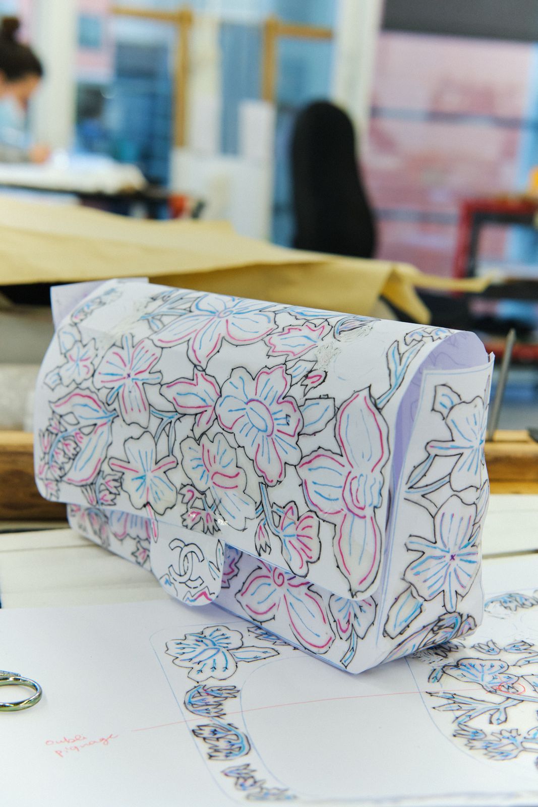 Lesage & Atelier Montex — three-dimensional paper model of the embroidered bag